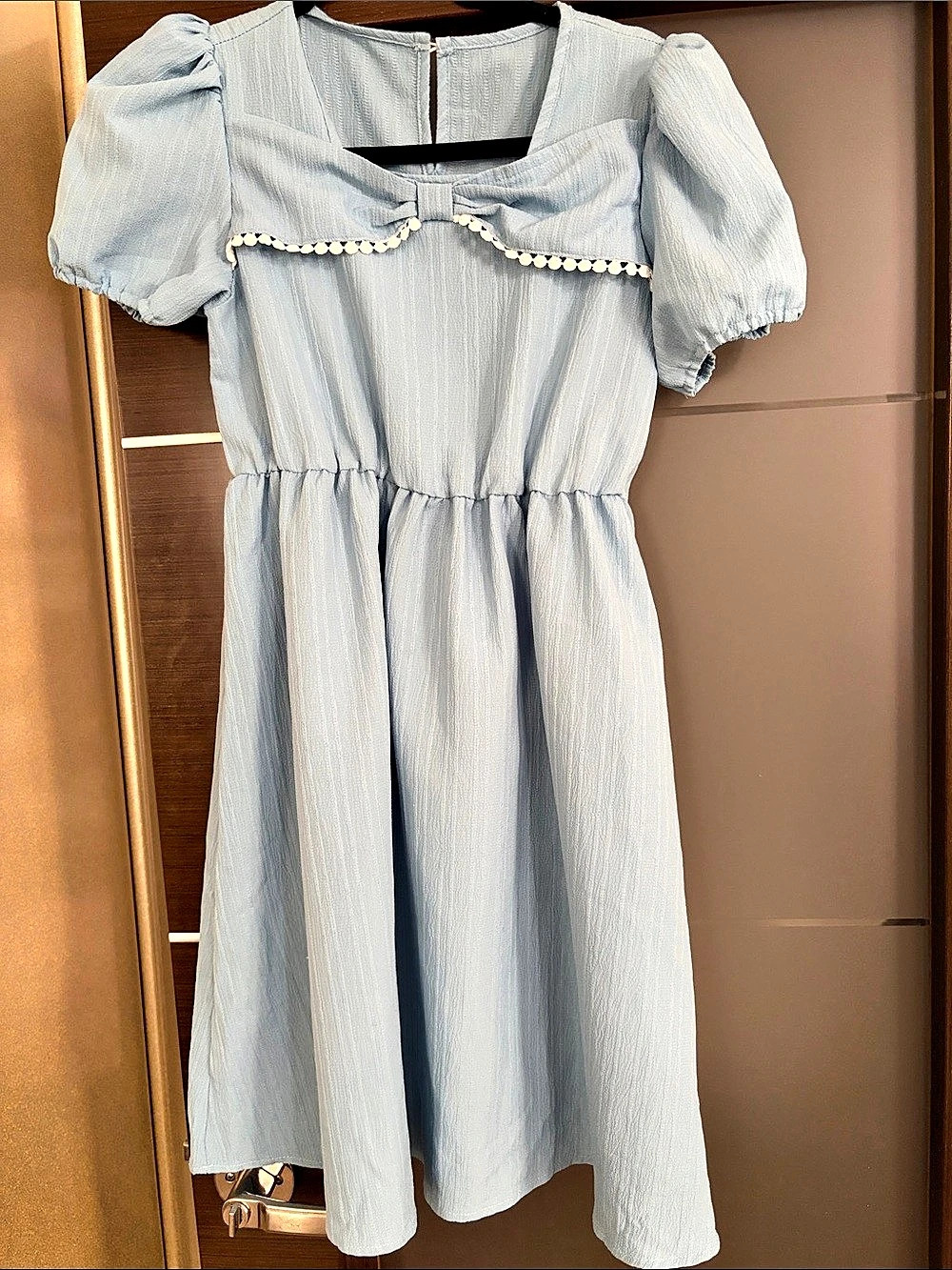 Light Blue Puff Sleeve Midi Dress Like New